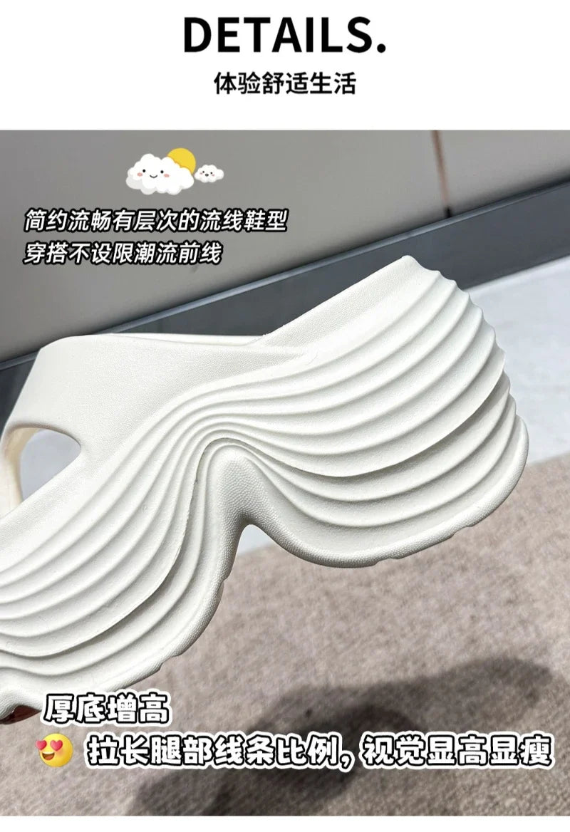Women Beach Flip Flops Summer Platform Shoes Soft EVA Female Indoor Street Slippers Korean Style Girls Daily Walking Sandals