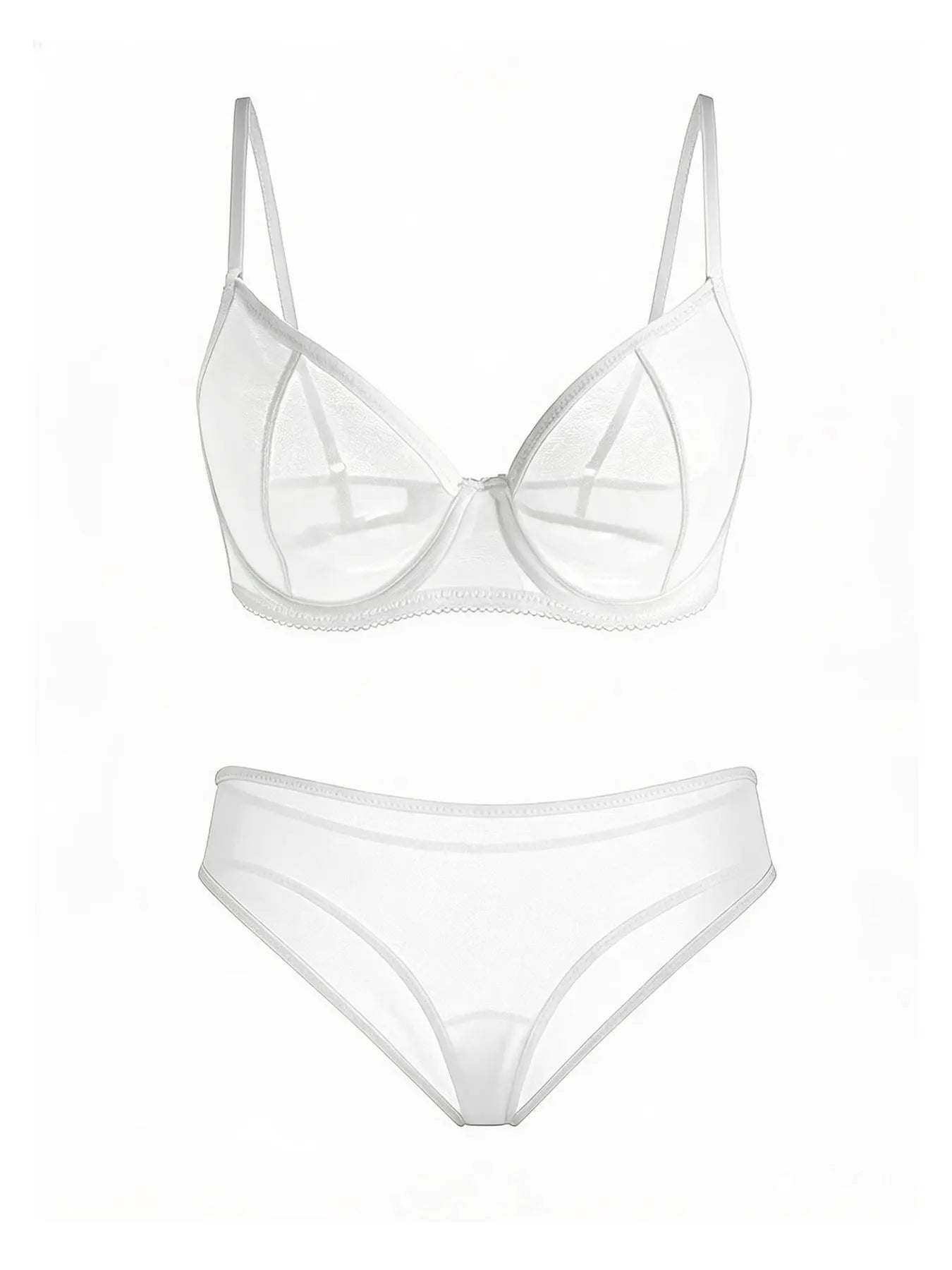Sexy Ultra-Thin Fully Transparent Alluring Lingerie with Underwire, No Padding, Beautiful Back Bra, Hot Girl Push-Up Bra Set