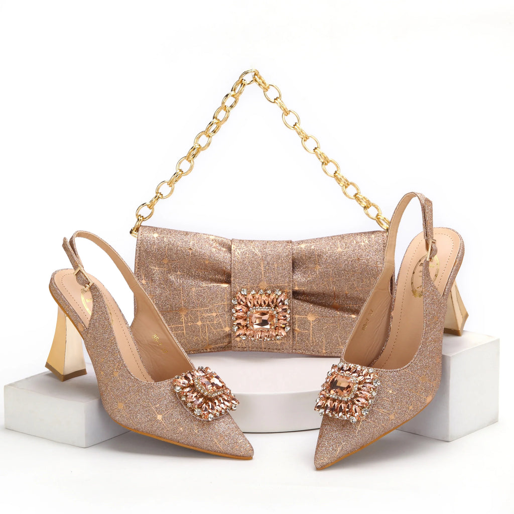 Doershow hot selling Shoes and Bags To Match Set Italy Party Pumps Italian Matching Shoe and Bag Set for Party! 1-10