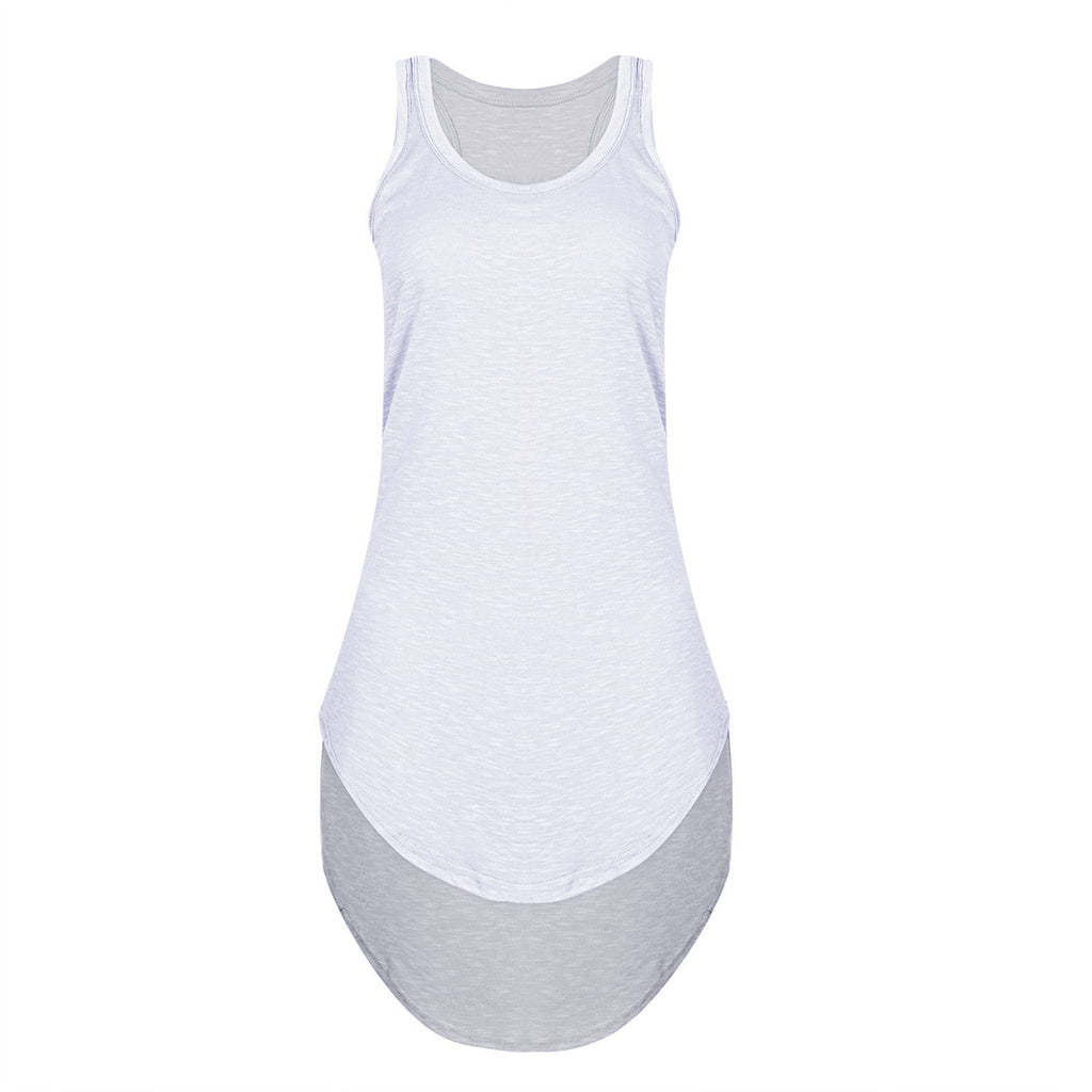 Women's Summer Dresses Casual Women Summer Plus Size Tank Dresses Solid Color Mini Dress U Neck Cotton Women Bridal Shower Dress