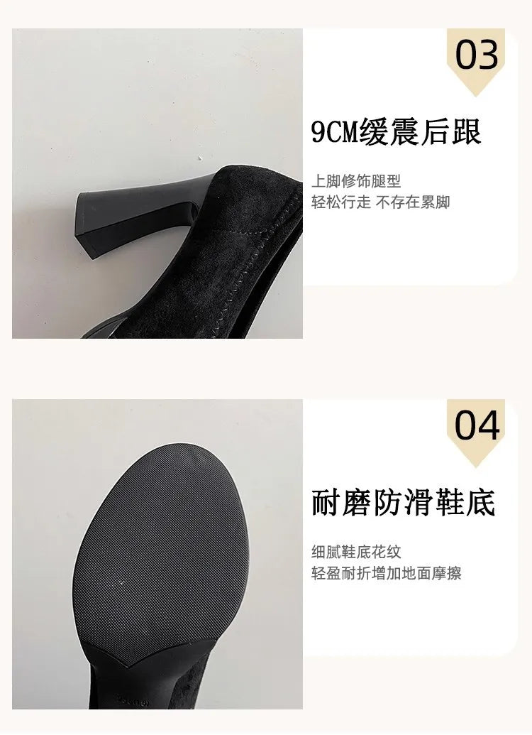 Spring Autumn Platform Mary Jane Shoes Women Thick High Heels Shoes Vintage Slip on Butterfly-knot Pumps 2026 New