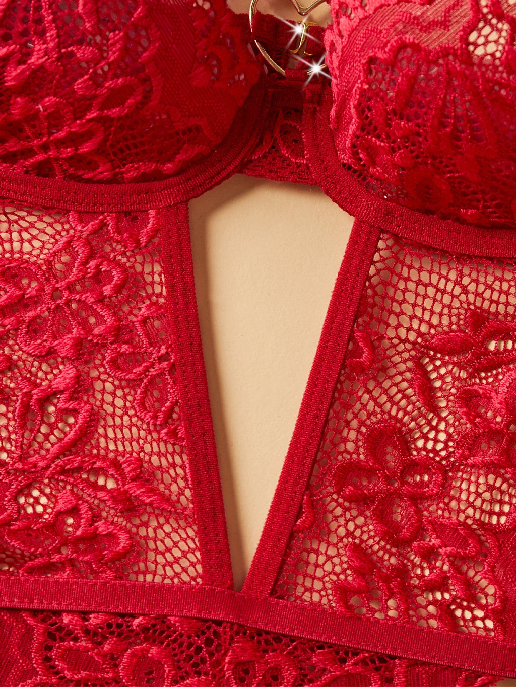 Women Lace Bodysuit Female Underwear Floral Embroidery Heart Shaped Ornament Design Bodycon
