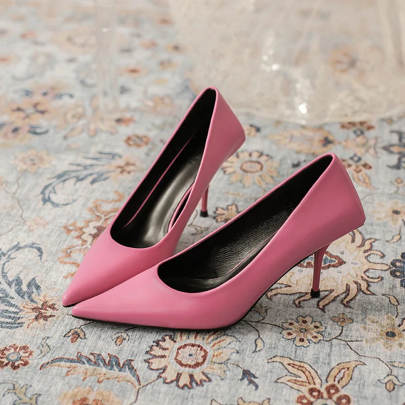 Pumps shoes Women Fashion Office Basic High Heels Work Lady Shoes Black Pink Green Thin Heels Brand Point Toe998
