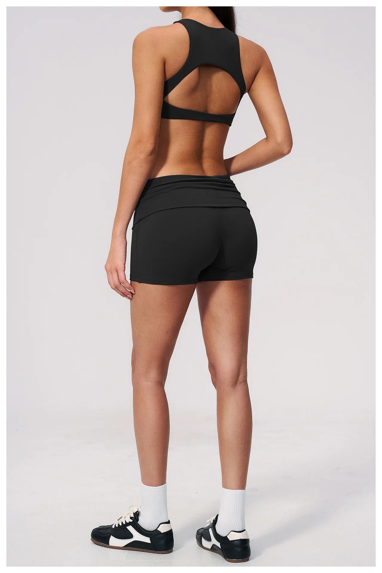 Tight Yoga Clothes Women Speed Drying Shock-absorbing Sports Vest Fitness Suits Outwear Gym Flip Waist Shorts Workout Clothes
