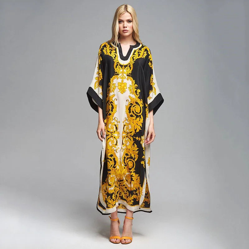 2026 Women Swimsuit Beach Cover Up dress Sleeve Kaftan Beach Tunic Long Pareos Bikinis Cover ups Summer Robe Plage Beachwear