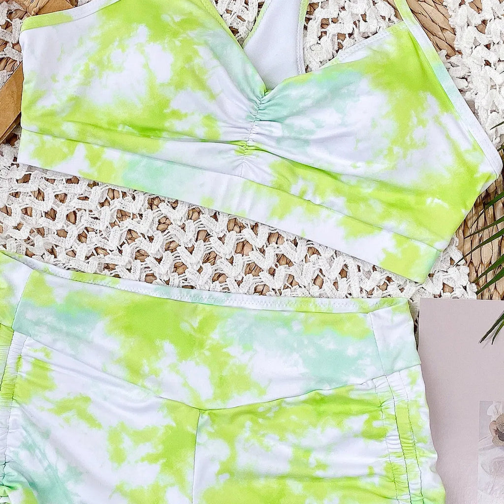 New Two Piece Swimsuit Swimwear Women Print Shirring High Waist Bathing Suit Beachwear High Quality Banadores Bikini 2026 Mujer