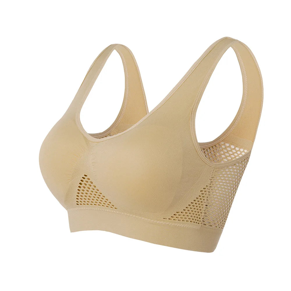 M-6XL Women Hollow Out Fitness Yoga Sports Bra For Running Gym Padded push up Seamless Top Athletic Vest brassiere