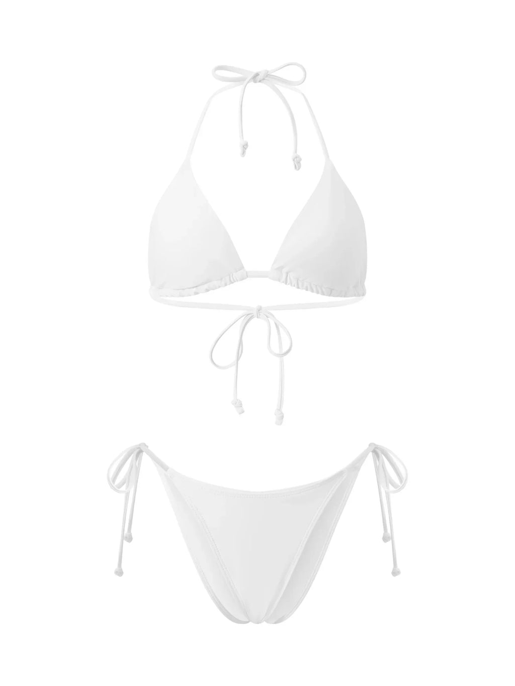 2026 Summer Women's Solid Color Swimwear Halter Bikini Set Bra with Side Tie Thong 2Pcs Bathing Suits Sexy Fashion
