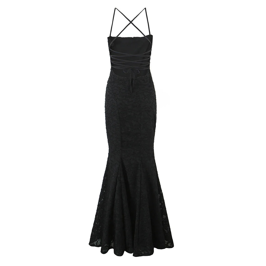Backless Lace Up Trumpet White Party Dress Vestidos Para Mujer Sexy New in Long Dresses 2025 Spring Summer Elegant Sundress