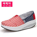 New Rocking Shoes Women Fashion Canvas Slip on Wedge Casual Shoes Female Breathable Platform Sneakers Zapatillas Mujer 2023