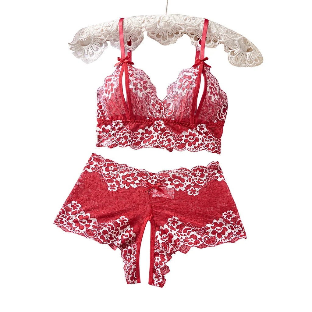 Elegant Design Open Chest Bra And Crotchless Panties Set Comfortable Fashion Underwear Suitable For All Occasions Valentine Gift