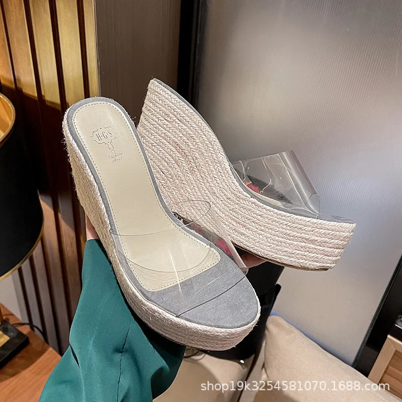 NASBAVI Summer Fashion PVC Jelly Wedges Platform Women's Slippers Sandals Casual Shoes Size 34-40