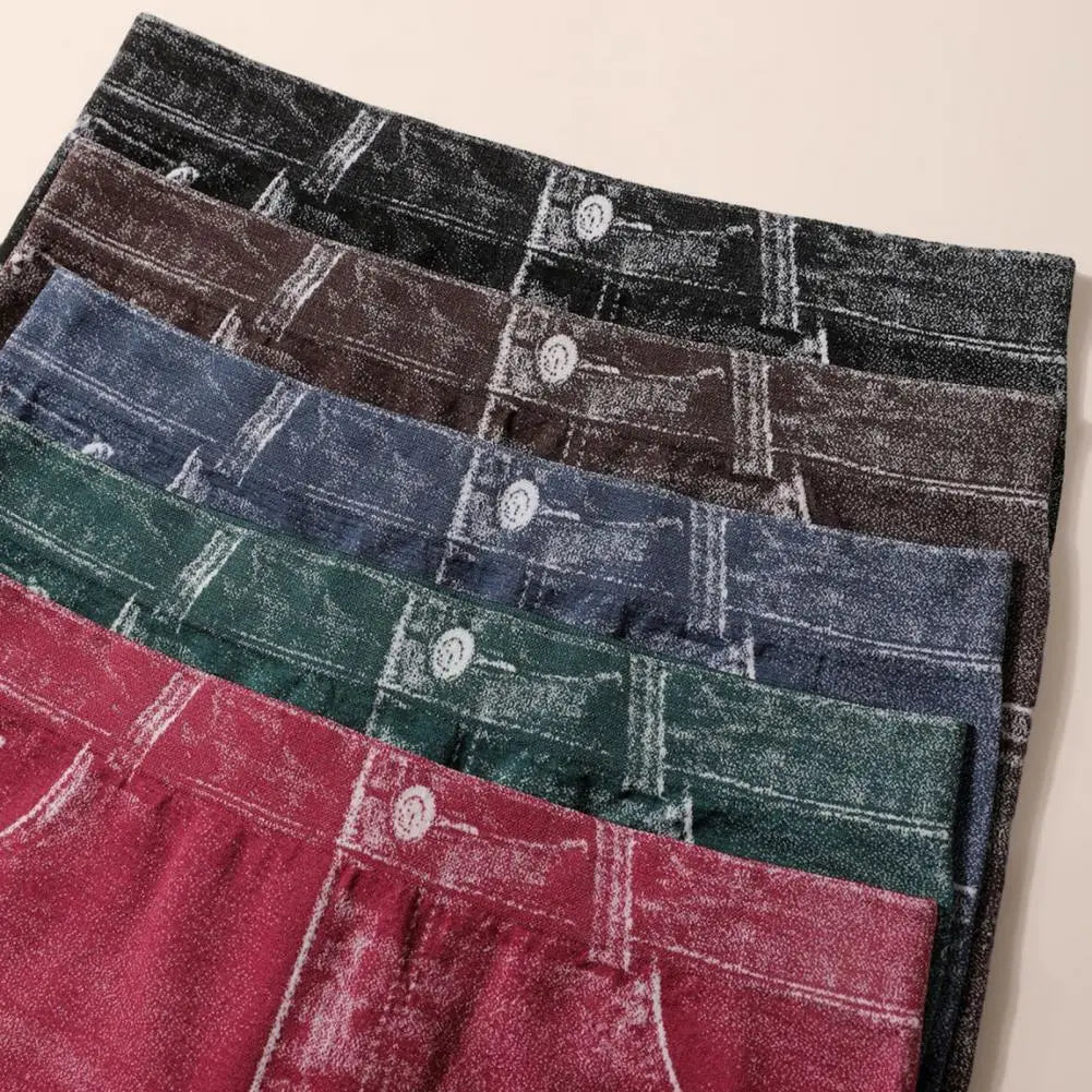 Denim Shorts Women Shorts High Stretchy Imitation Denim Short Leggings with Pockets Tight Fitting Summer Shorts