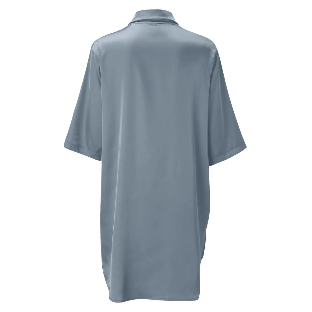 New Women's Solid Color Silky Comfortable Soft Pajamas Sexy Short Sleeve Nightshirt Smooth & Skin-Friendly Home Sleepwear Lounge