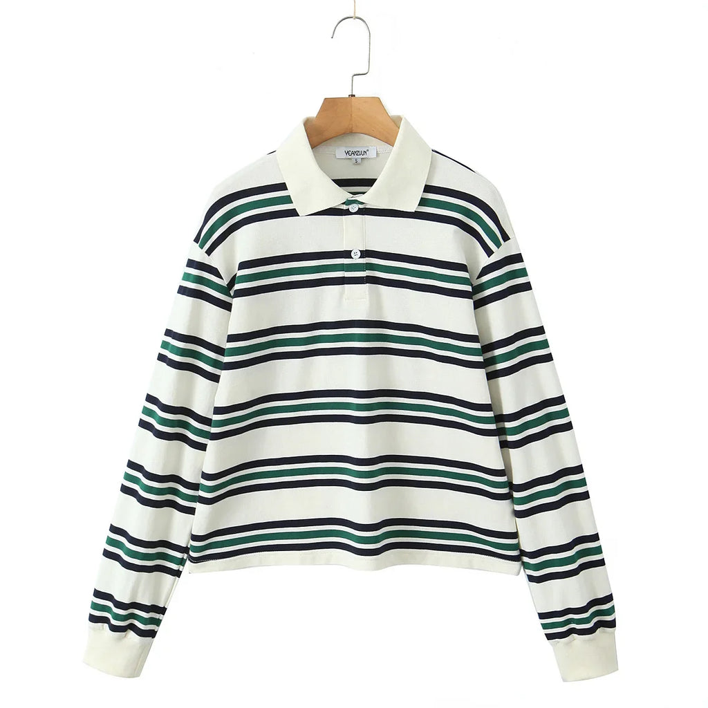 Foridol Burgundy Striped Casual Women T-shirt Summer Loose Polo Shirts Buttons New Female Tops Blouse White Tops Spring Shirt