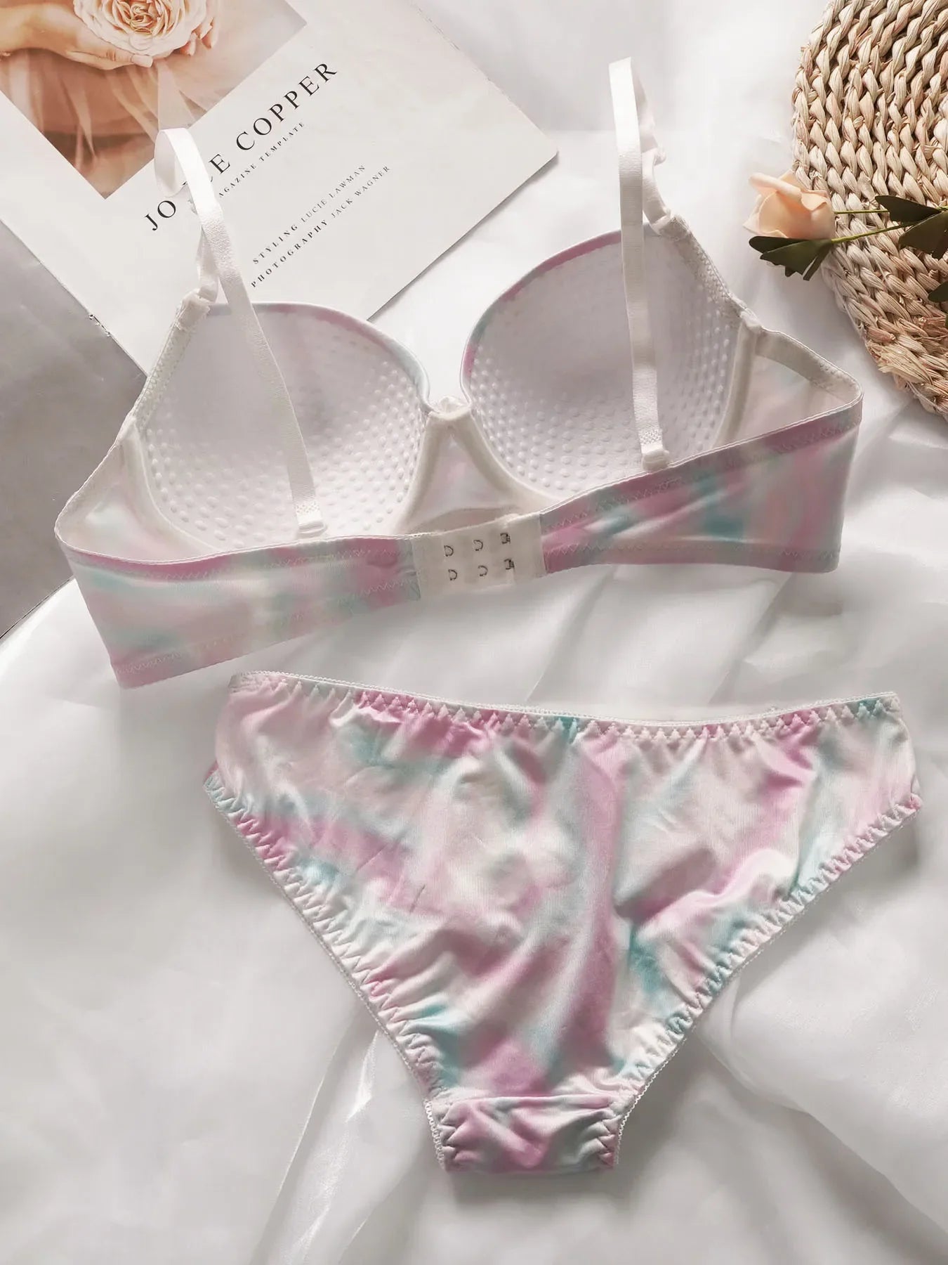 Toucheart Sexy Lingerie Suit for Women Bow Knot Patchwork Printing Underwear Sexy Bra Set Thin Cup Colorful Lingerie Suit New