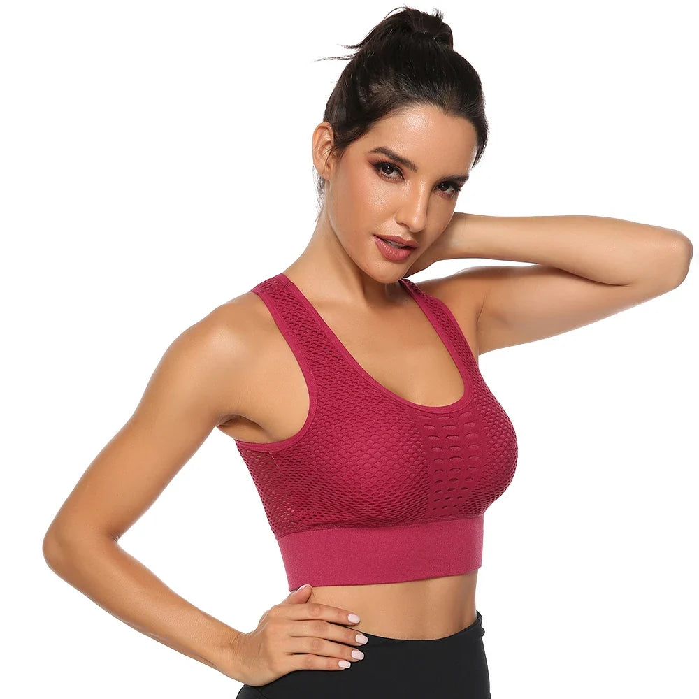 Hot Fitness Women's T-shirts Workout Sports Bra Yoga Vest Backless Solid Quick Dry Running Gym Sport bra Yoga Shirts Tank Top