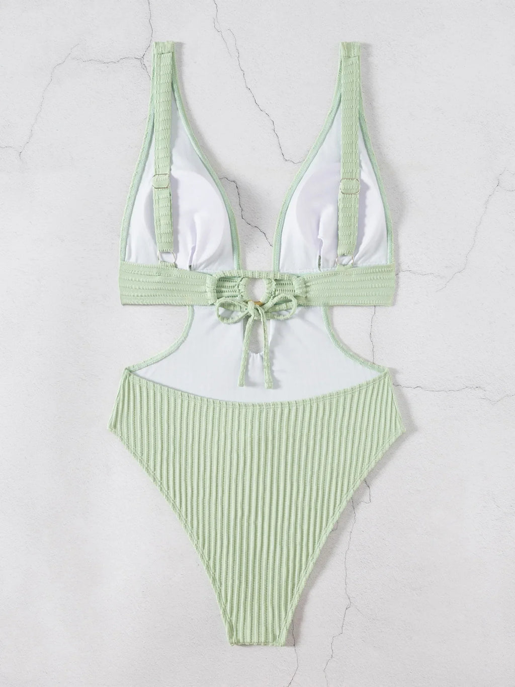 Deep V Neck Cut Out Women Swimwear One Piece Swimsuit Female High Leg Cut Monokini Bather Backless Bathing Suit Swim Beachwear