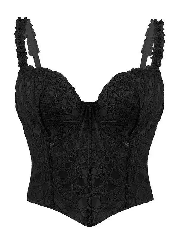 Sexy Lace Underwire Diamond Fishbone Crop Top Hot Girl Slim Fit Tank Top Women Top Deep V Suspenders Sleeveless Fashion J5O9