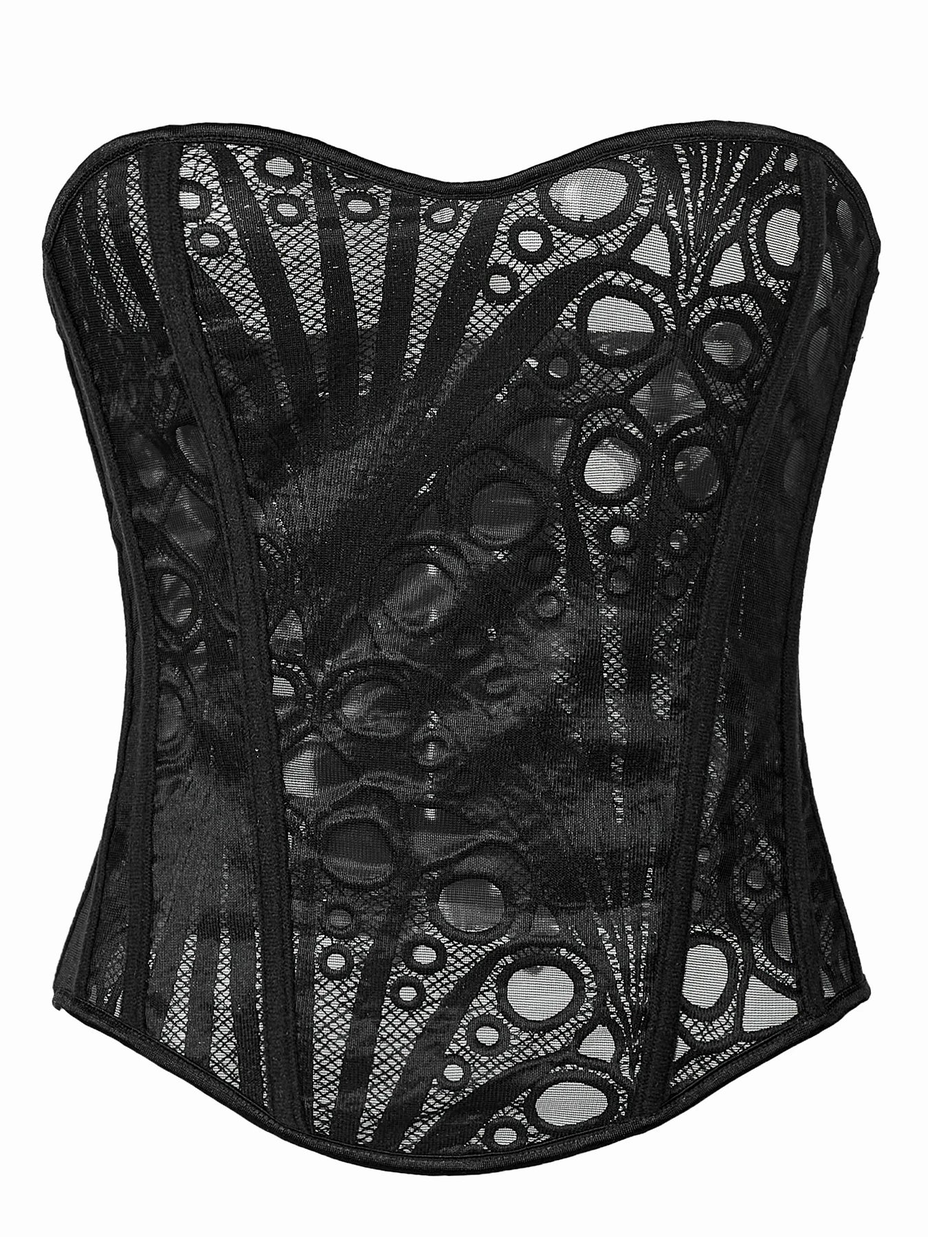 Women’s Tie-Dye Lace Boned Bustier, Sexy Strapless Corset Top, Hollow-out Breathable Slimming Shapewear