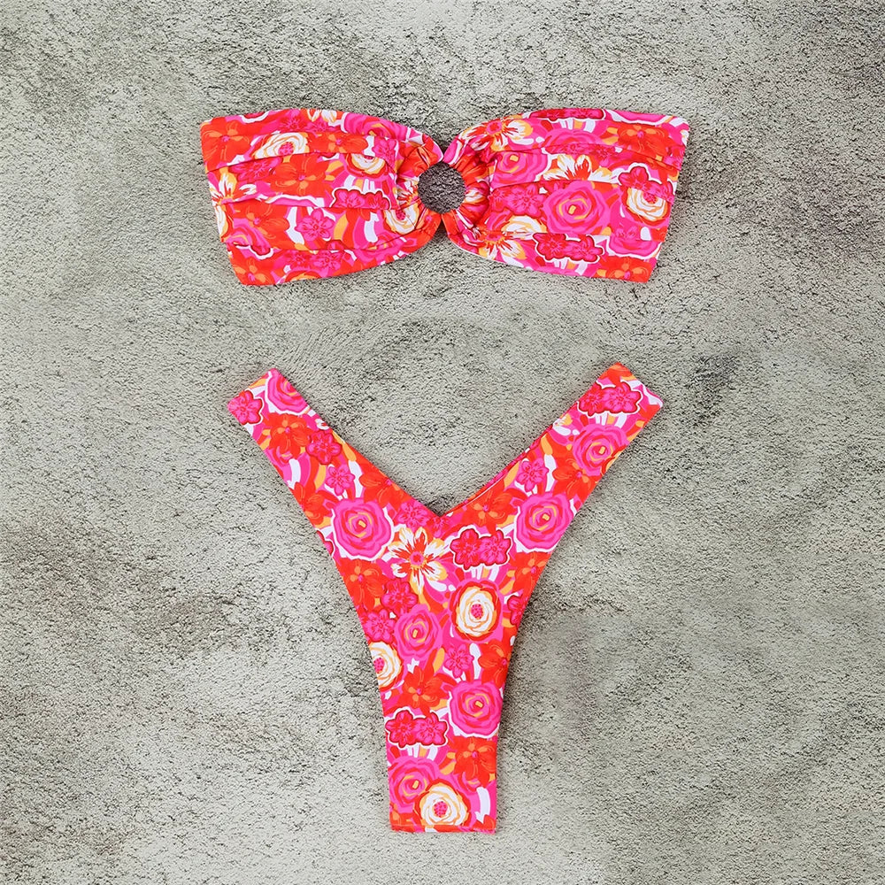 Micro Bikini Push Up Swimsuits For Women 2024 Sexy Female Swimwear Brazilian Bikini Set Thong Biquini Swim Suits Print Beachwear