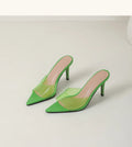 Ladies High-heeled  Beach Slippers Shoes Fashion Pointed Sexy Candy Color Patent Leather Open Toes Sandals Big Size 35-43 New