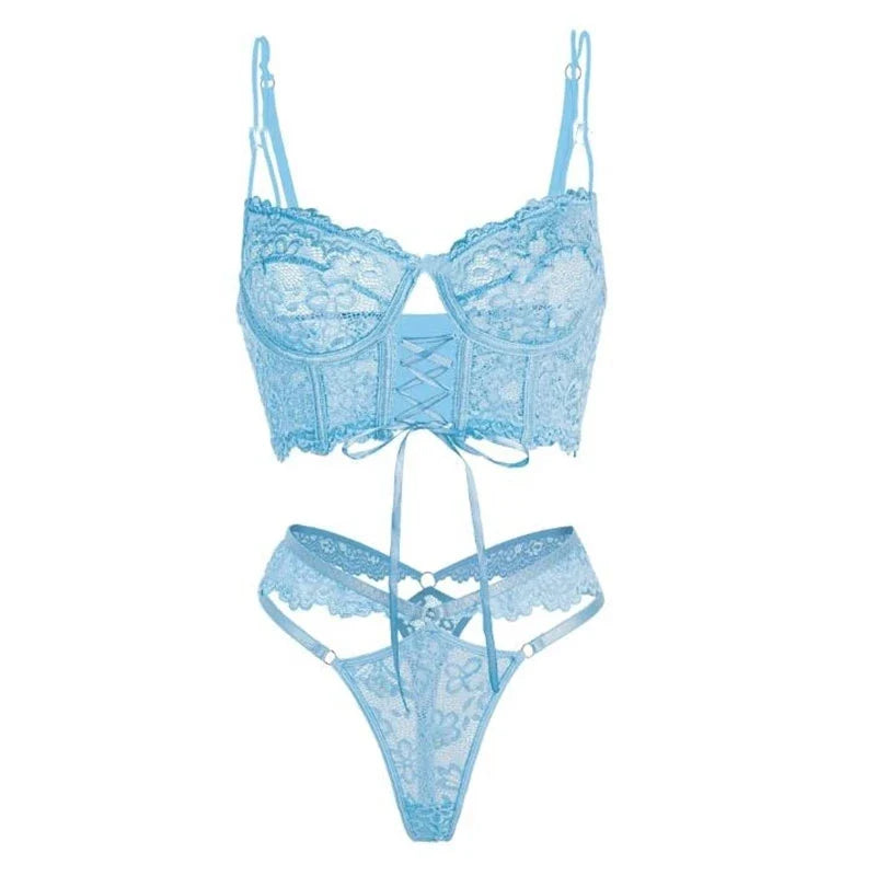 Luxury Lace Up Underwear Porn Exotic Sets Sexy Outfits Intimate Sensual Lingerie Delicate Bilizna Sets Hot Sex Clothes