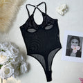 European and American style sexy women's hollow-out tight pants, backless one-piece underwear, bodysuit, gloves not included