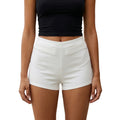 Women Summer Slim Fit Shorts with Pockets Elegant Solid Color Low Rise Mini Shorts for Beach Daily Wear