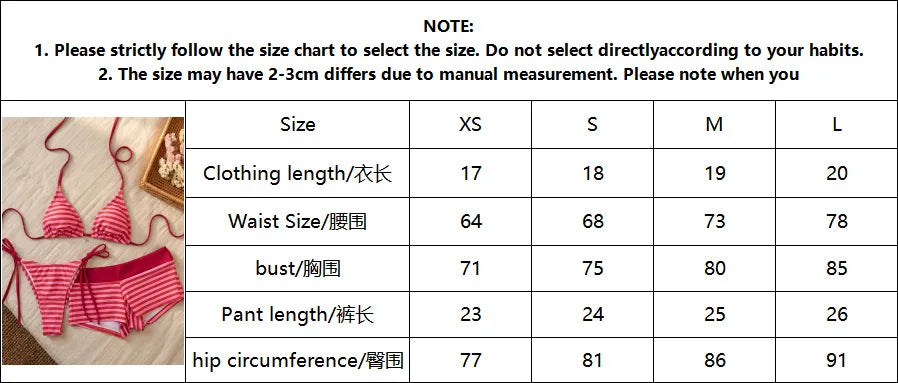 Sexy Red Striped Bikini Set Women Metal Flower Push Up Bra High Waist Pants 3 Piece Swimsuit 2026 Bathing Suit Holiday Swimwear