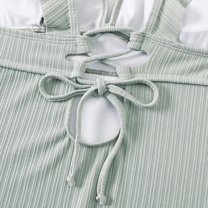 2026 Ruffle Swimsuit One Piece Solid V-neck Backless Swimwear Women Bathing Swimming Swim Suit Female Padded Beach Wear Summer