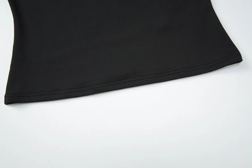 FDYOUI Fashion Stand Collar Button Hollow Out T-shirt for Women 2026 Sexy Short Sleeve Slim Cropped T Shirts Black Wine Red Tops