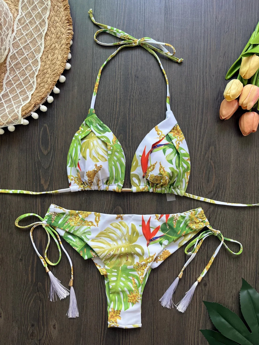 RUOTONSEPT 2024 Sexy Print Bandage Bikinis Set Women Swimsuit Two-piece Triangle Halter Swimwear Bathing Suit Brazilian Biquinis