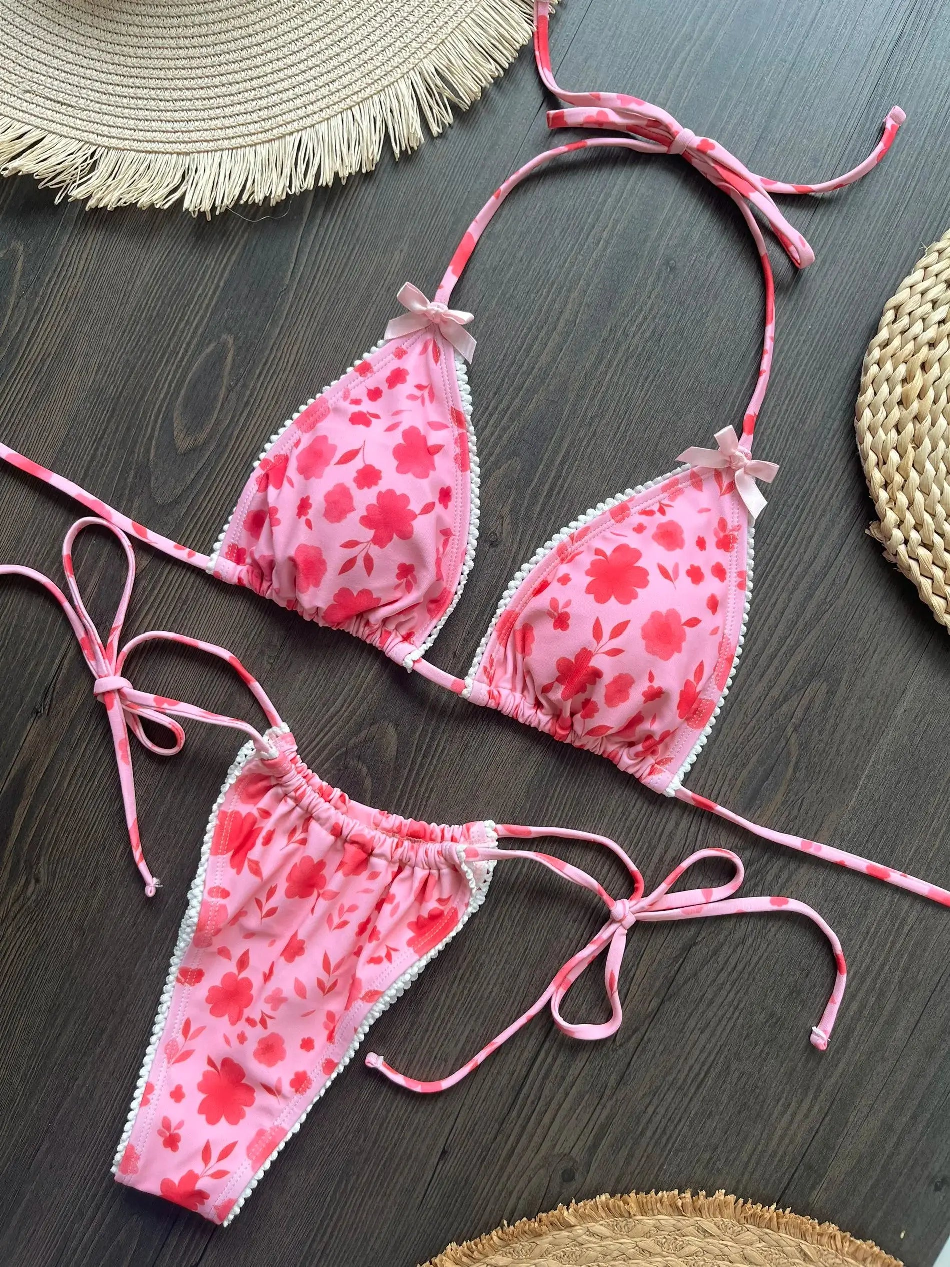 Micro Bikini Push Up Women Swimsuits 2026 Sexy Female Swimwear Brazilian Bikini Set Thong Biquini Swim Suits Print Beachwear