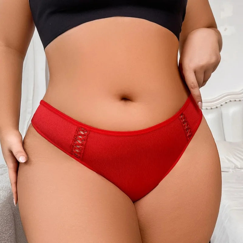 1 Pcs Large Size Tie Bow Sexy Women G-string Low Rise Sexy Thongs Comfortable Breathable Ribbed Ladies Thongs Intimate Lingerie