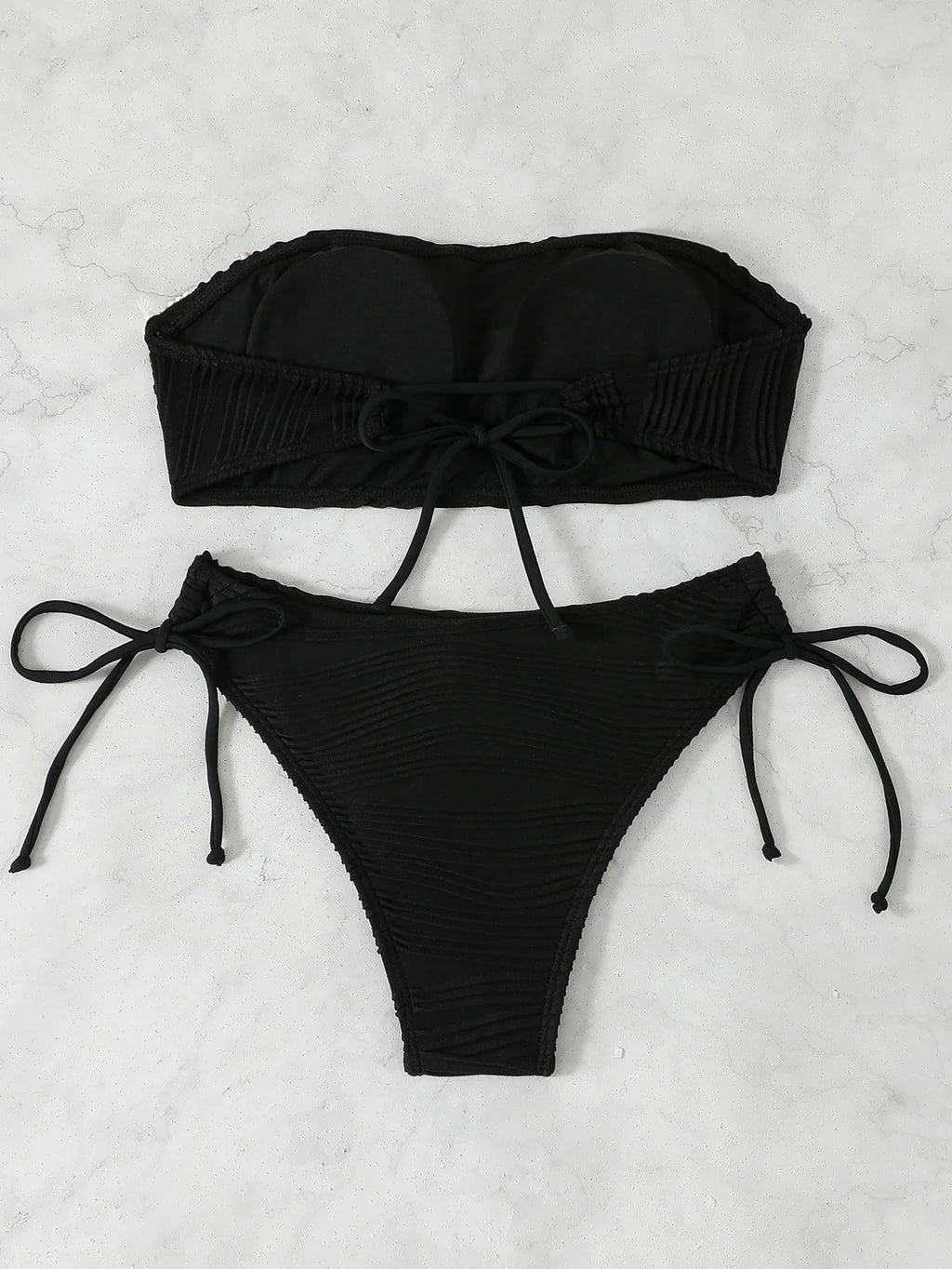 Contrast Binding Bandeau Bikinis 2026 Women Sexy Swimsuit Solid Padded Swimwear Female Bathing Suit Swimming Summer Beachwear