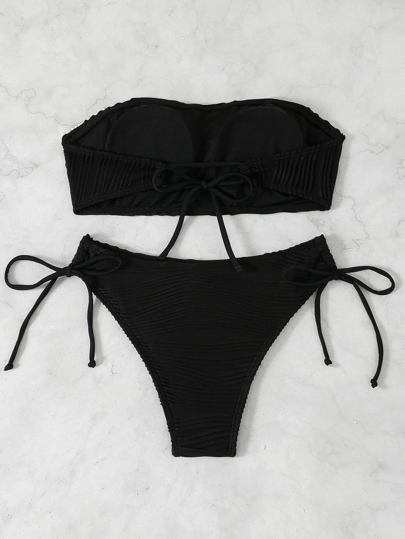Contrast Binding Bandeau Bikinis 2026 Women Sexy Swimsuit Solid Padded Swimwear Female Bathing Suit Swimming Summer Beachwear