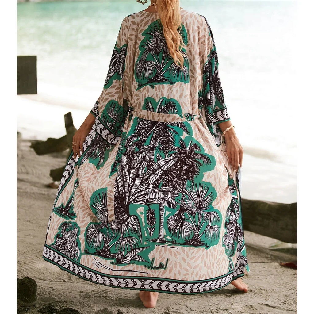 13 Colors Printed With Belt Crochet Knitted Tunic Beach Cover Up Cover-ups Beach Dress Beach Wear Beachwear Female Women K7201