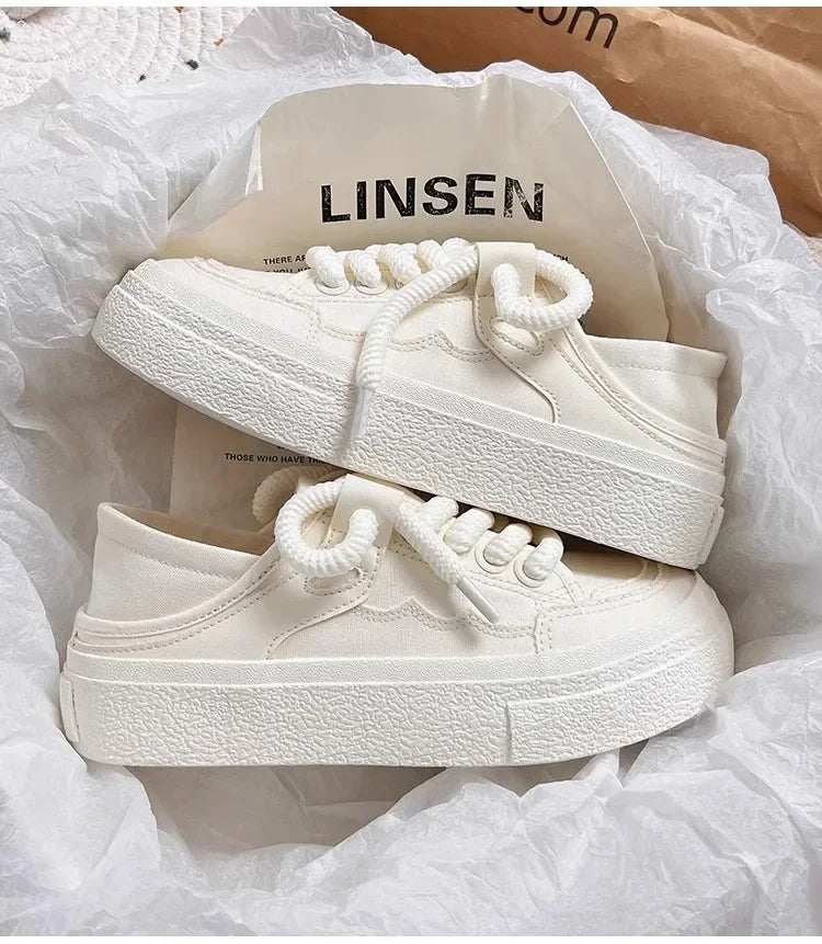Women's Shoes White  New Canvas Shoes Breathable Comfortable Platform Outdoor Casual Sports Shoes Zapatillas De Mujer