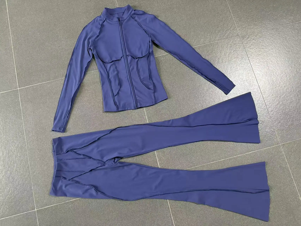Women Tracksuit 2PCS Yoga Suit Sports Set Gym Set Running Outfits Workout Clothes Sports Long Sleeve Athletic Wear Yoga Clothing