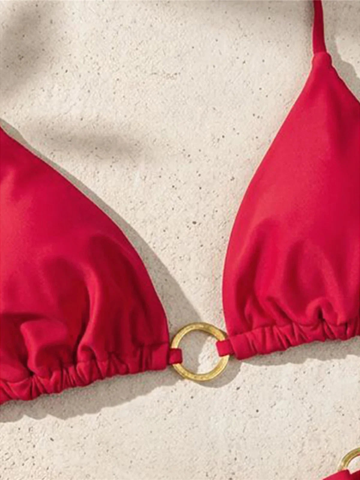 XS - L Halter Metal Ring Mini Thong Bikini Female Swimsuit Women Swimwear Bather Bathing Suit Swim Two-pieces Bikini set K8107