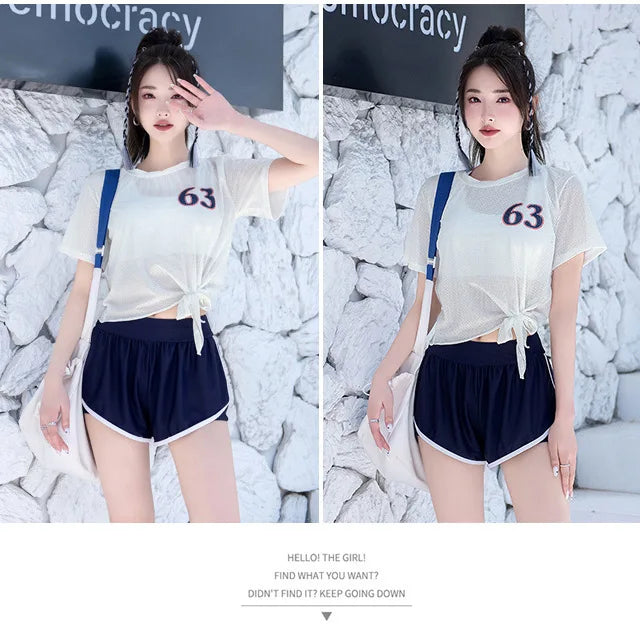 New High-end Split Swimsuit with Sports Style and Flat Angle Pants for Slimming and Vacation Swimsuits Cross-border