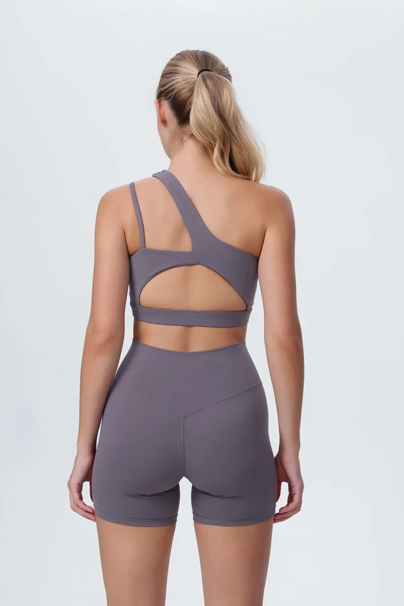DIA FIT JOY Yoga Sports Bra Single Shoulder Irregular Strap Naked feel Sensation Beautiful Back Design Comfortable Breathable