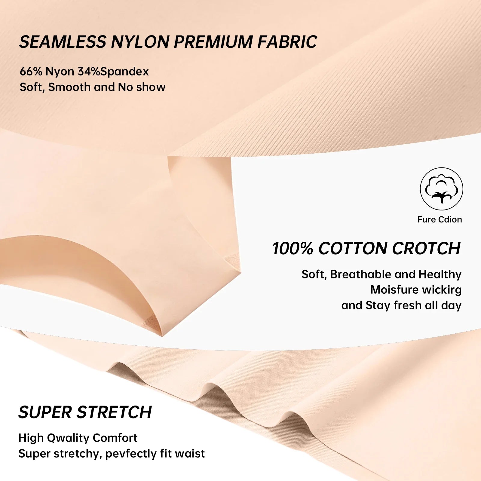 7PCS/Set Women High Waist Seamless Underwear Breathable Comfort Briefs S-2XL