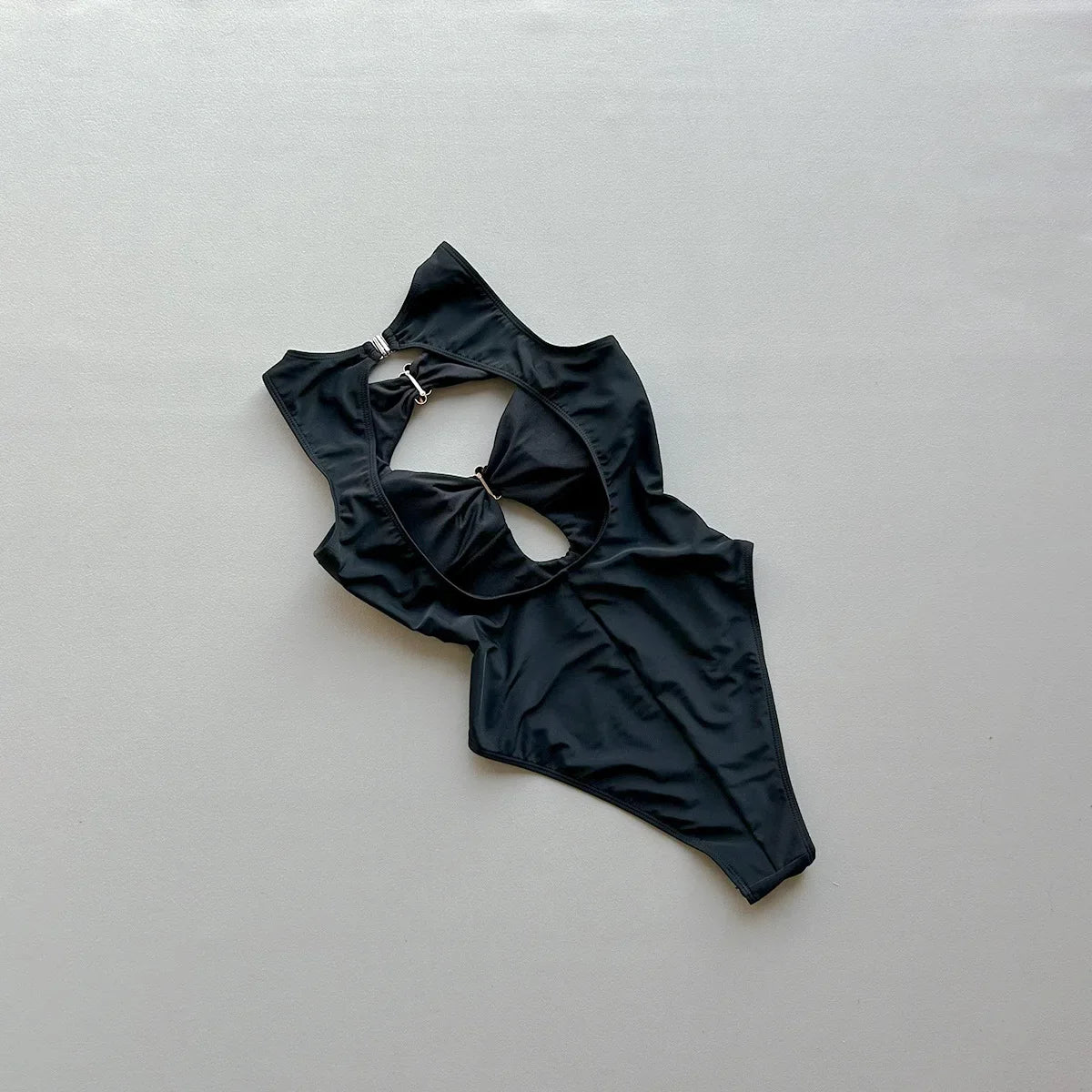 2026 New Summer Women Sexy Hollow Out One-piece Suit Swimwear Bodysuit Ring Decor Swimsuit High Waist Push Up Monokini Beachwear