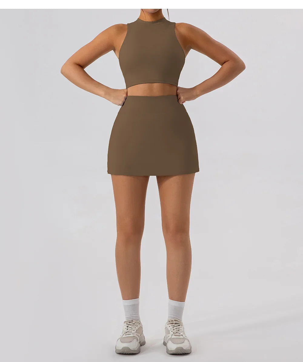 2025 Tennis Skirts Shorts Women Solid Sports Gym High Waist Yoga Fitness Shorts Slim Fit Breathable Running Fitness Mini Skirt