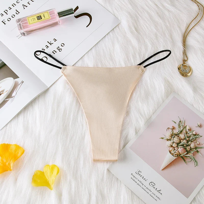 Women Panties G String Sexy Thong Seamless Underwear Ice Silk T Back Butterfly Briefs Girls Low Waist Lingerie Plus Size S-XL