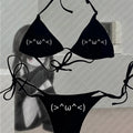 Y2K Bikini Set Swimsuit 2000s trend Women Push-up Padded Bra Thong Two Pieces Swimwear Beachwear Bathing Suit Paint Graphs Y2k