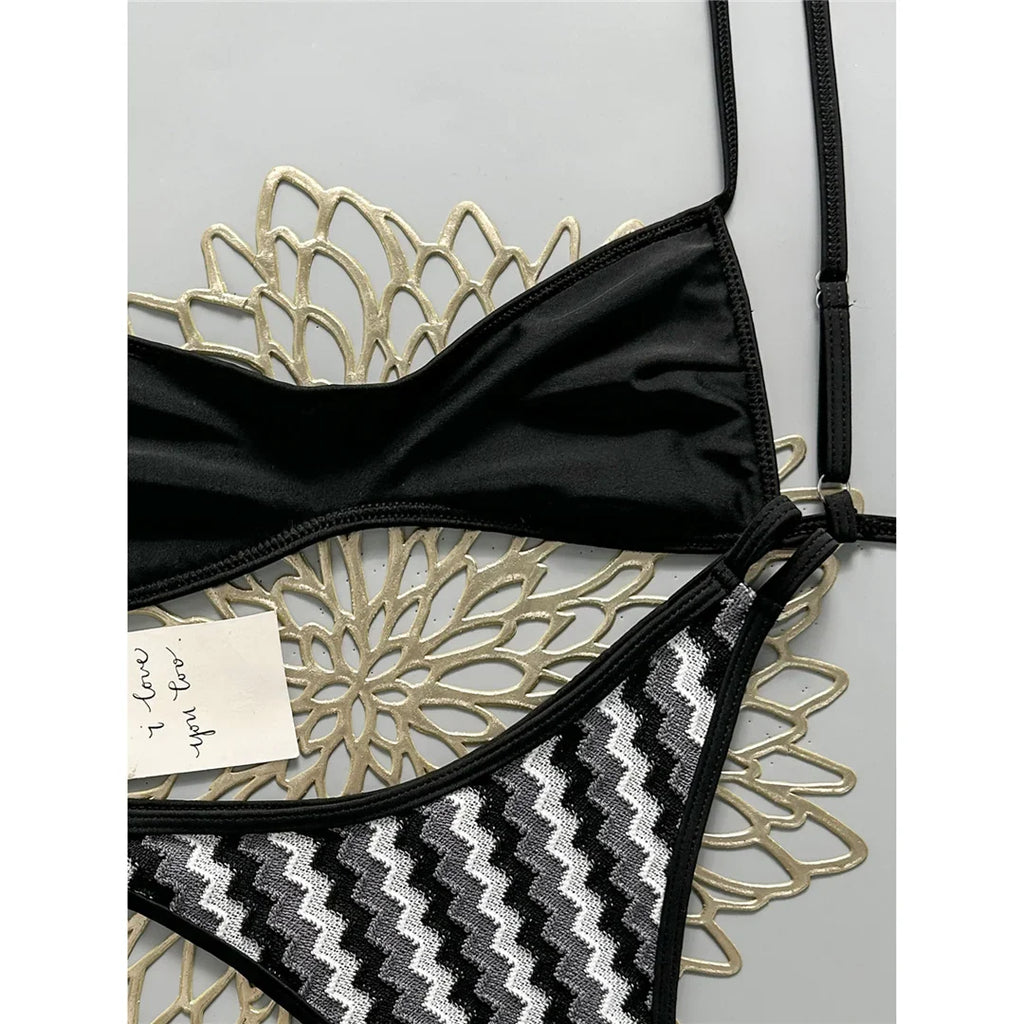 2026 Striped High Leg Cut Brazilian Bikini Female Swimsuit Women Swimwear Two-pieces Bikini set Bather Bathing Suit Swim V8216