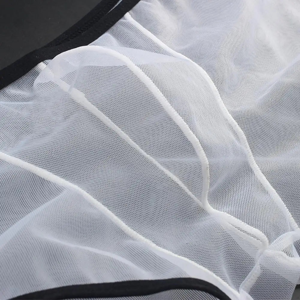 Mesh Perspective Shorts Panties Men Boxer Underwear Transparent Low-rise Moisture-wicking Boxer Shorts